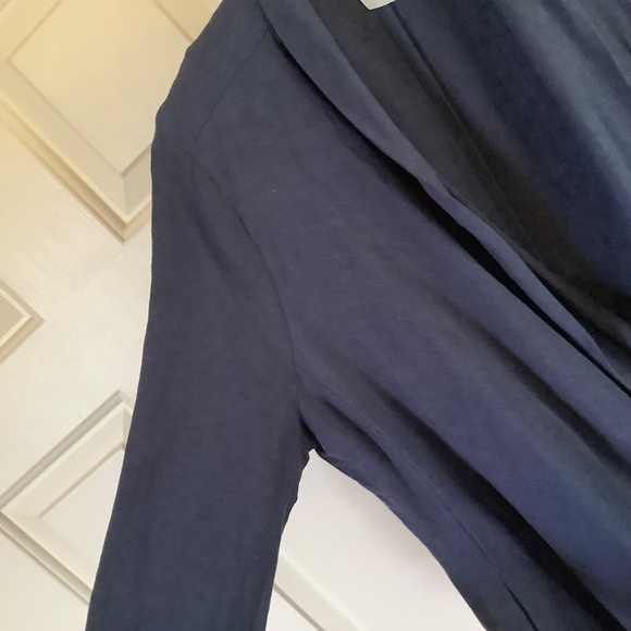 H by Halston Draped Zip Front Linen Blend Blazer Navy SZ 14 - Picture 11 of 16